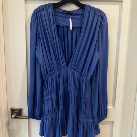 NWT Indah Body "Francesca" Long Sleeve Plunge Mini Dress in Iris, Size 1 - Picture 3 of 7